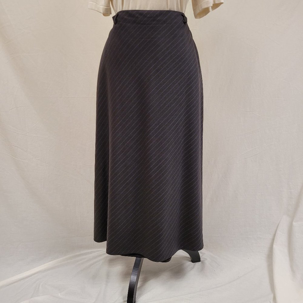 Lafayette 148 Bias Cut A Line Gray Midi Skirt 10